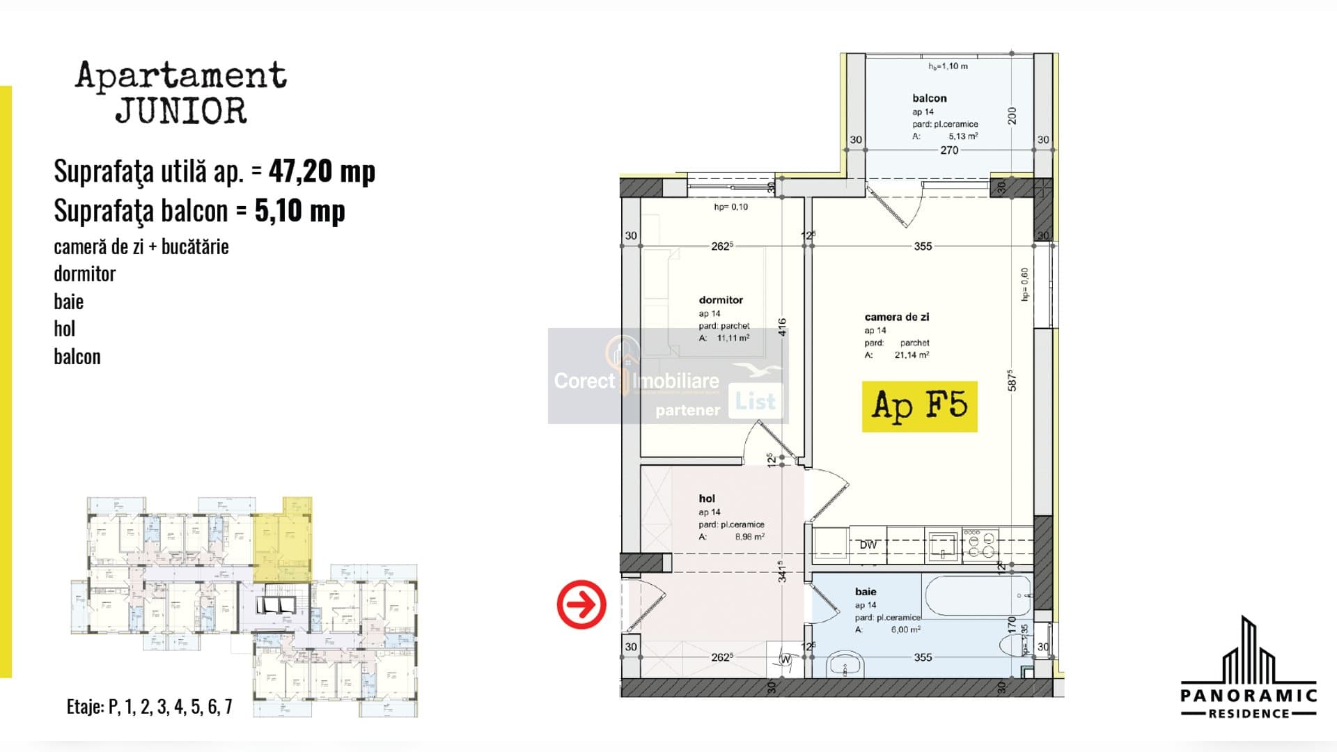 Apartament 2 camere decomandat | 47 mp utili | Zona Panoramic | — 14